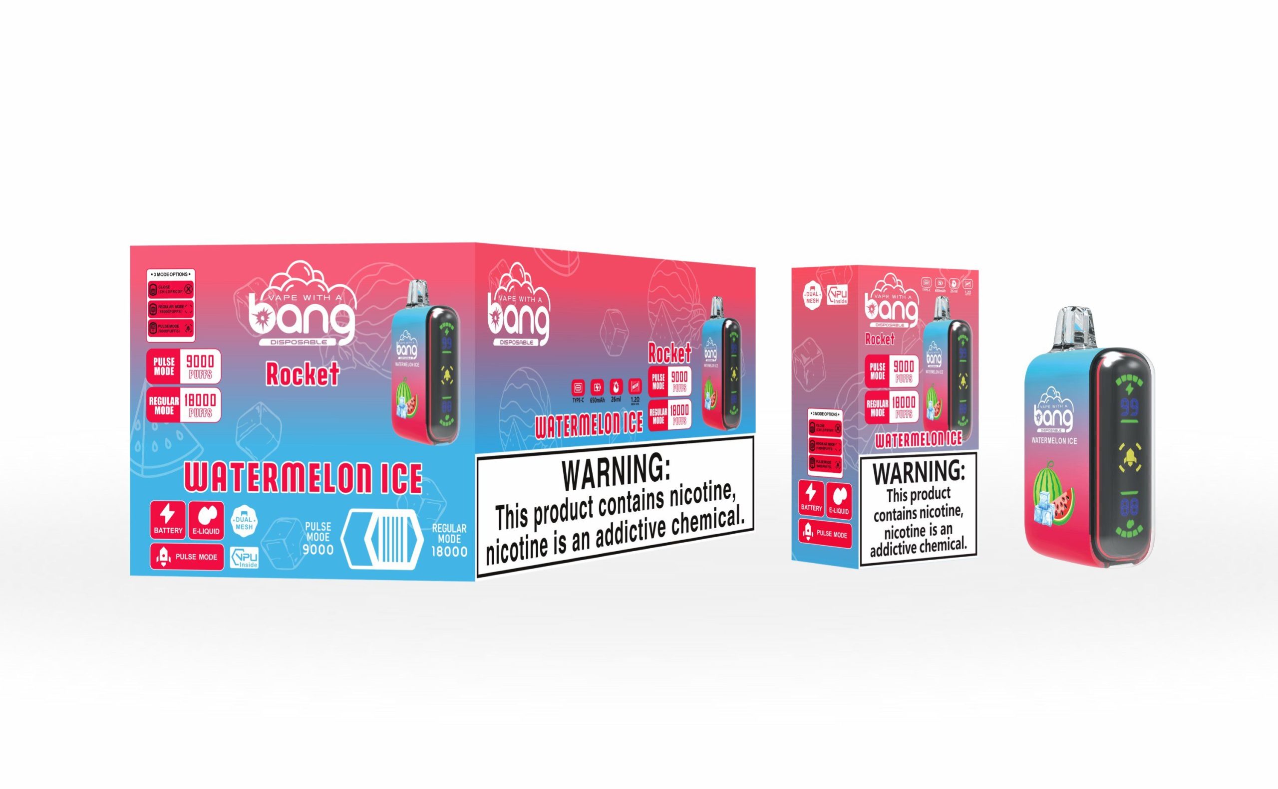 Bang Rocket 18K Puffs Disposable Vape - 26ml E-Liquid, 650mAh Rechargeable, 12 Flavors - Image 5