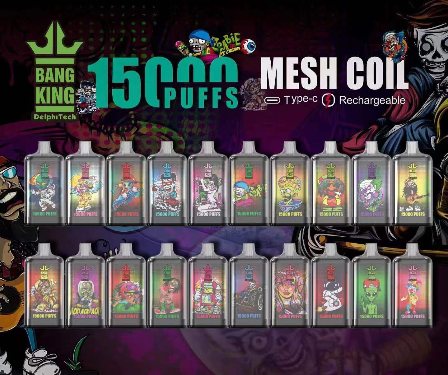 Bangking 15000 Puffs Disposable Pod Pen - 20 Flavors, Adjustable Airflow, Type-C Charging, 650mAh Battery - Image 3