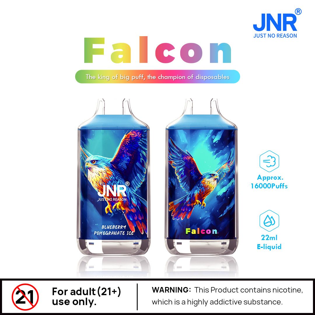JNR Falcon 16K Disposable Vape 16000 Puffs with LED Display, 22ml Tank, Adjustable Airflow, Fruits Flavor - Image 4