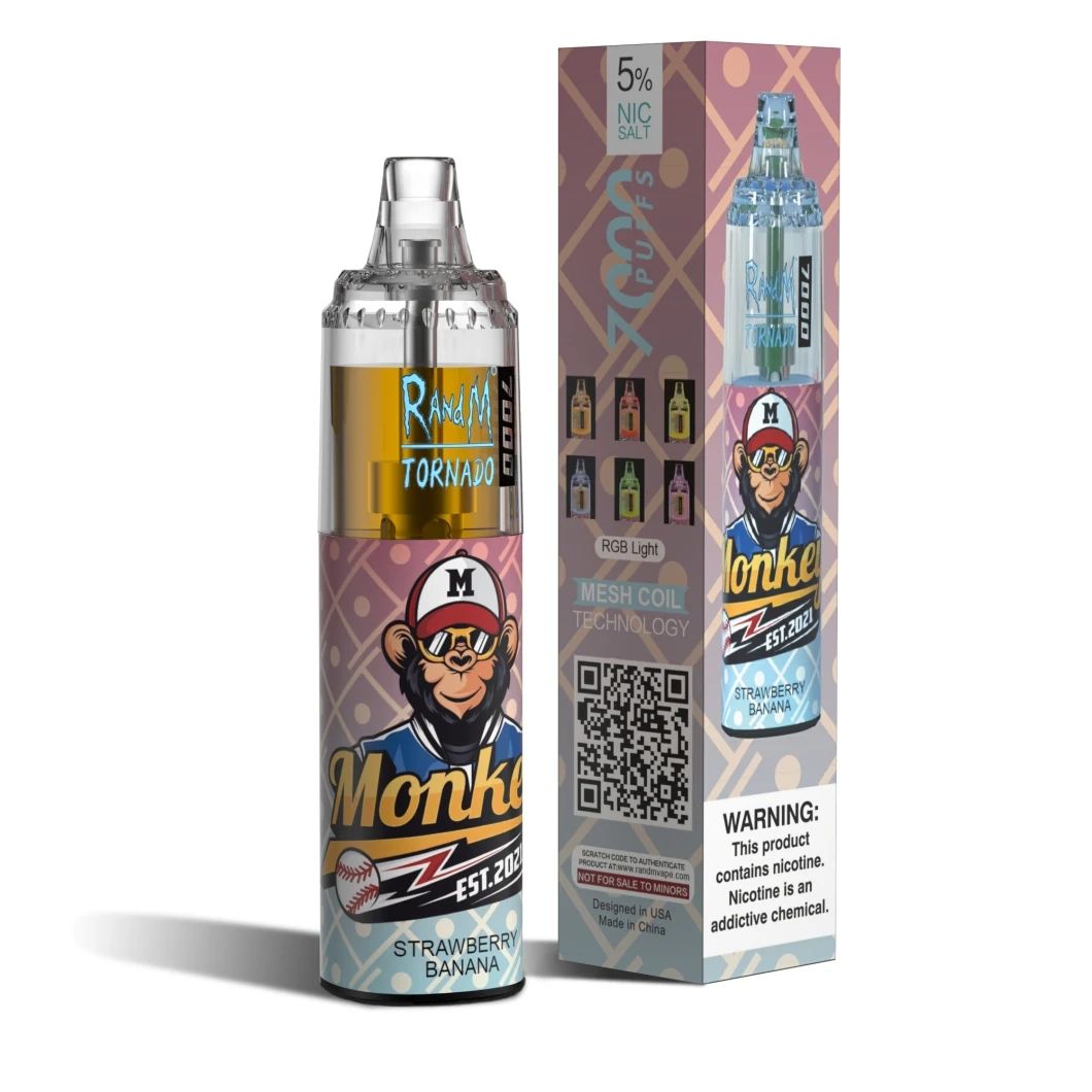 Randm Tornado 7000 Puffs Disposable Vape Pen - 56 Flavors, 0% 2% 5% Nicotine, RGB Tank, Rechargeable - Image 5
