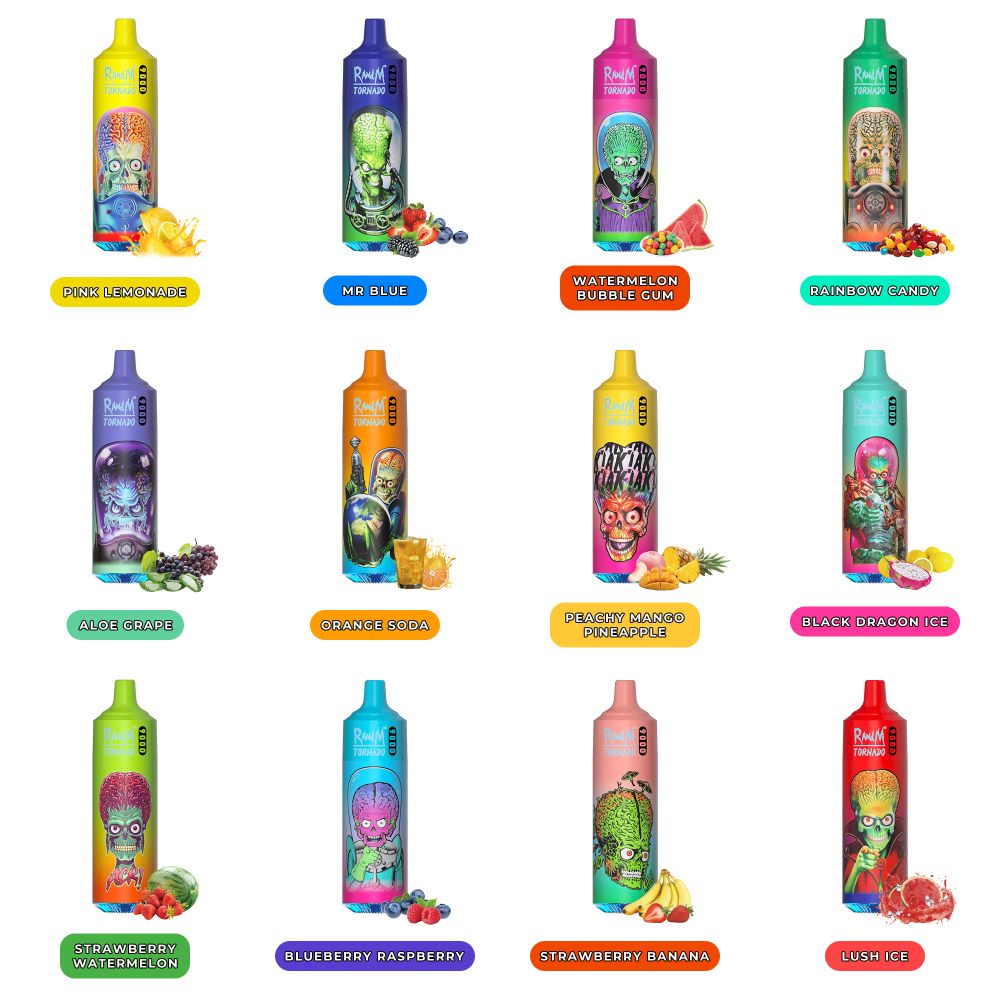 Randm Tornado 9000 Disposable Vape 9000 Puffs, 18ml Salt Nicotine, 12 Flavors, Rechargeable