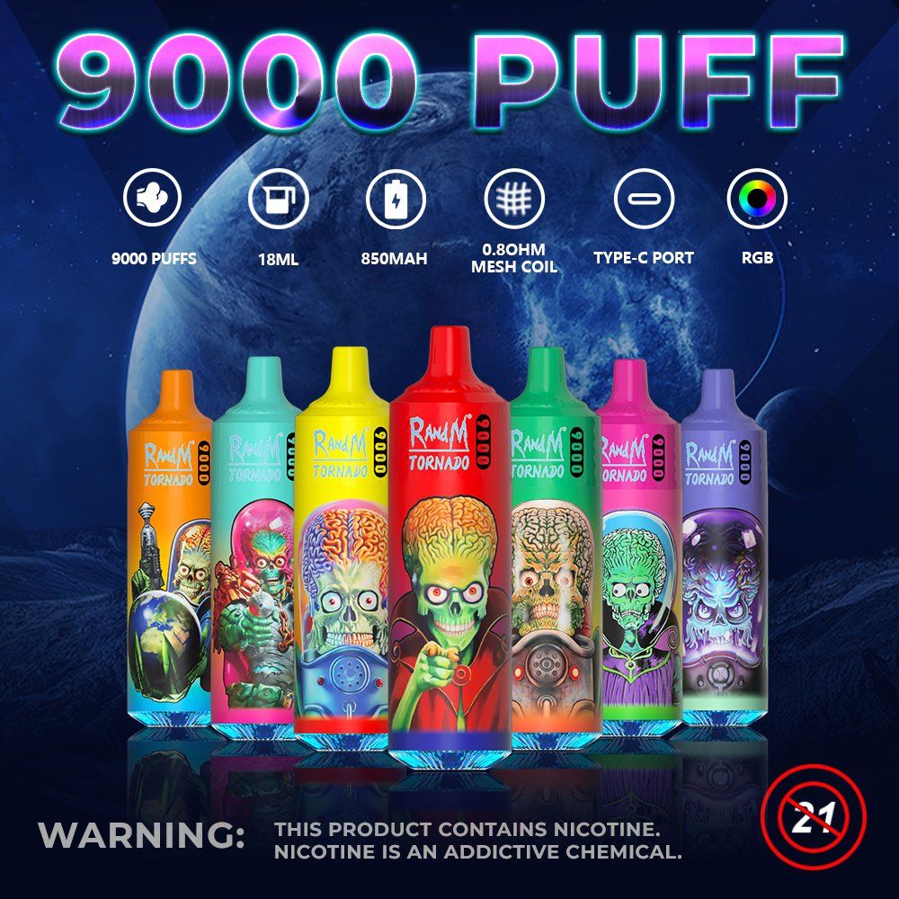 Randm Tornado 9000 Disposable Vape 9000 Puffs, 18ml Salt Nicotine, 12 Flavors, Rechargeable - Image 6