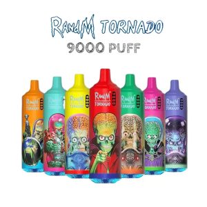 Randm Tornado 9000 Puffs Disposable E-Cigarette with 43 Flavors, 18ml Oil Capacity, 850mAh Battery, FDA Certified