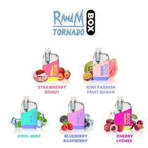 RandM Tornado Box 10000 Puffs - Rechargeable Disposable Vape with 14 Trending Fruit Flavors & RGB Lights
