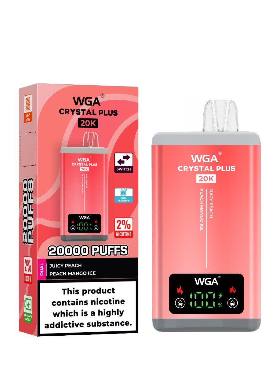 WGA Crystal Disposable Vape 15000 Puffs, Mesh Coil, Wireless Charging, 18ml Nicotine E-Juice - Image 2
