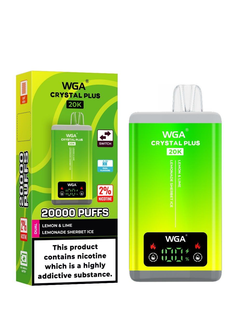 WGA Crystal Disposable Vape 15000 Puffs, Mesh Coil, Wireless Charging, 18ml Nicotine E-Juice