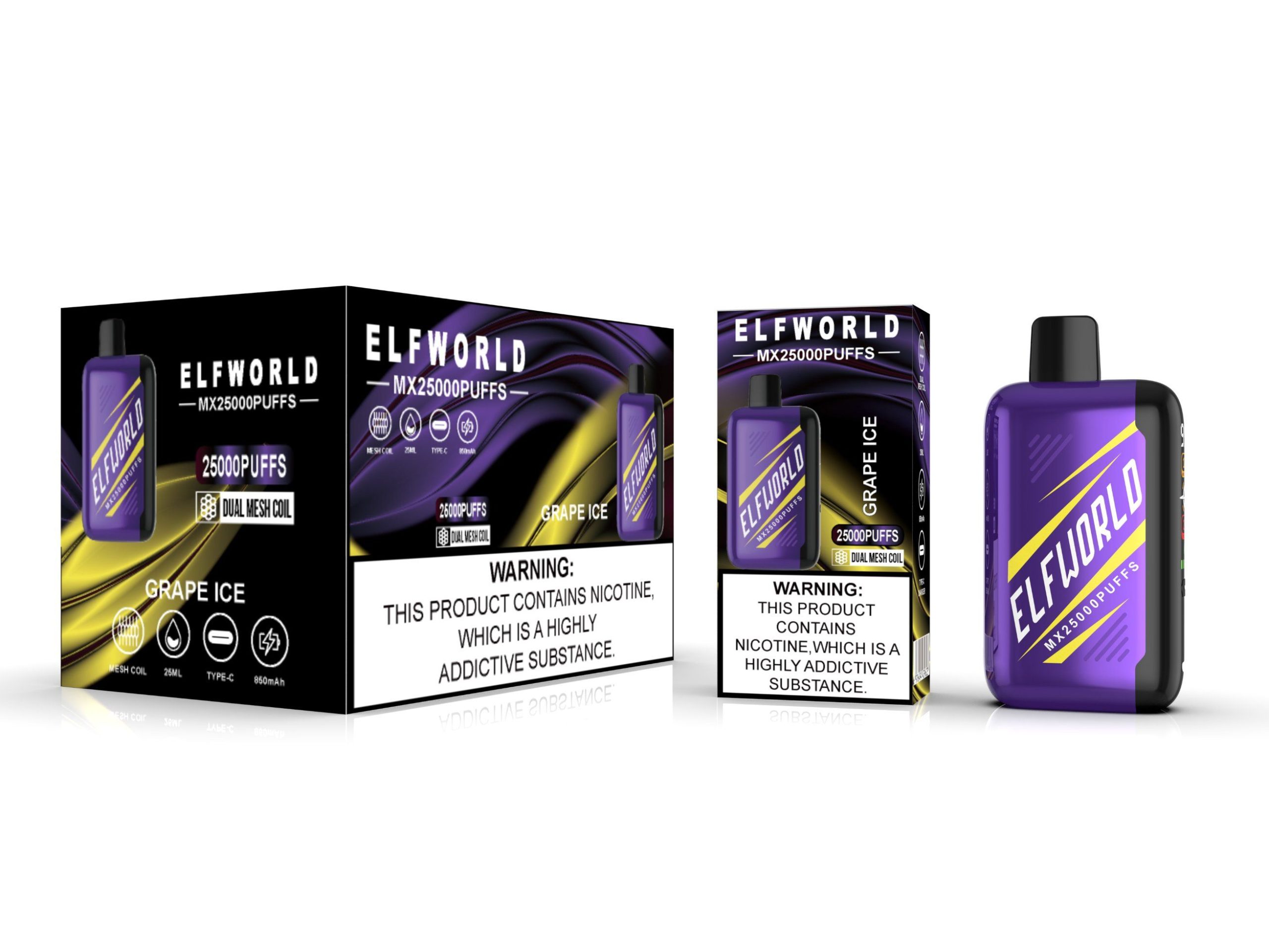 Elfworld MX25000 Disposable Vape Pen 25000 Puffs Mesh Coil Vaporizer with LED Screen - Wholesale - Image 5