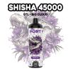 FORT SHISHA 45000 Vape - Flujo de aire ajustable, 45000 caladas, bobina de malla, 30ml, Tipo-C, sabor a frutas