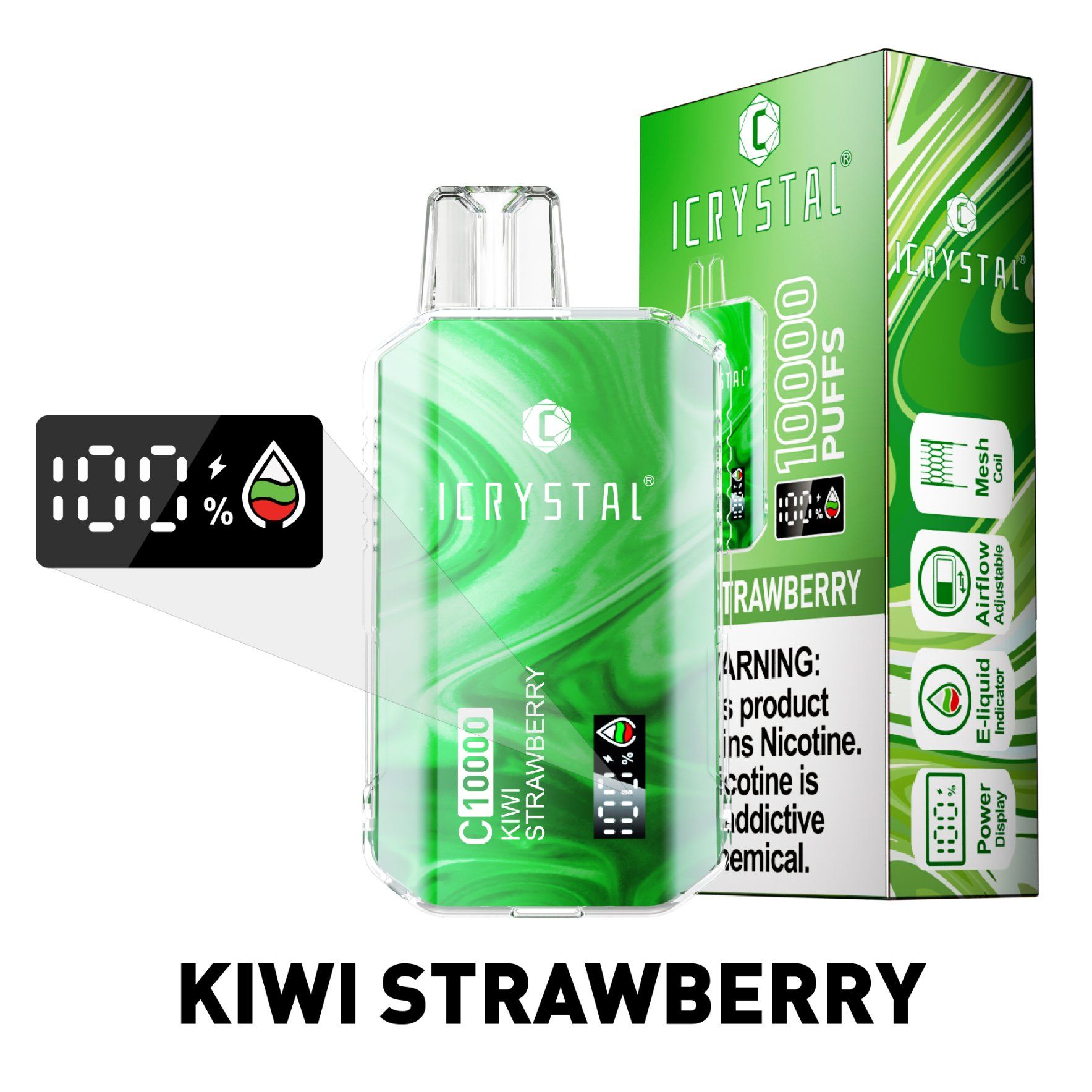 Icrystal C10000 Puffs Großhandel E-Zigarette, wiederaufladbare Einweg-Vape mit 18ml Kapazität, 10 Geschmacksrichtungen, FDA zertifiziert – Bild 5