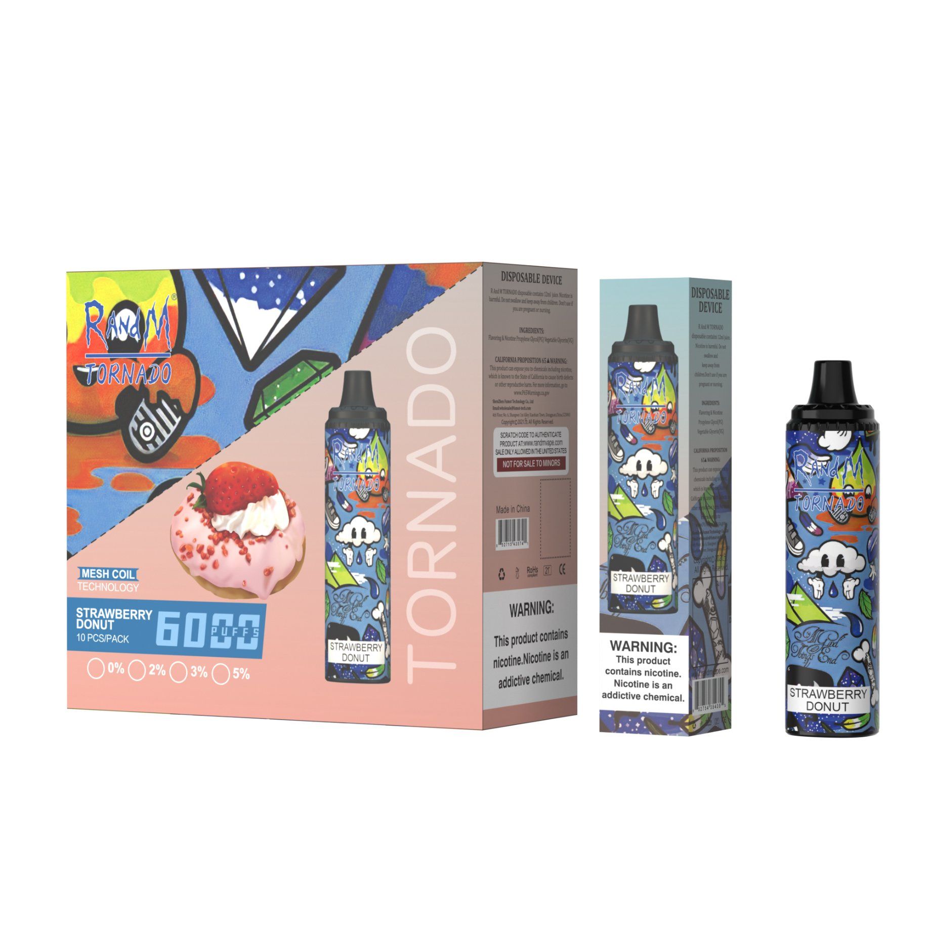 RandM Tornado 6000 Puffs Mesh Coil Disposable Vape Pen, Rechargeable, 30 Flavors, 850mAh Battery - Image 3