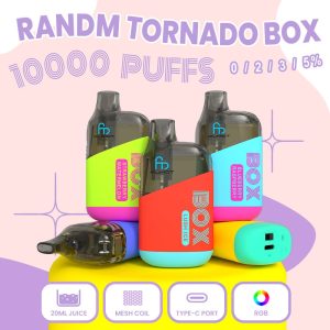 Randm Tornado Box 10000 Puffs Vape - Alta Nicotina, Sabores Frutales, Capacidad 18ml, Certificado FDA
