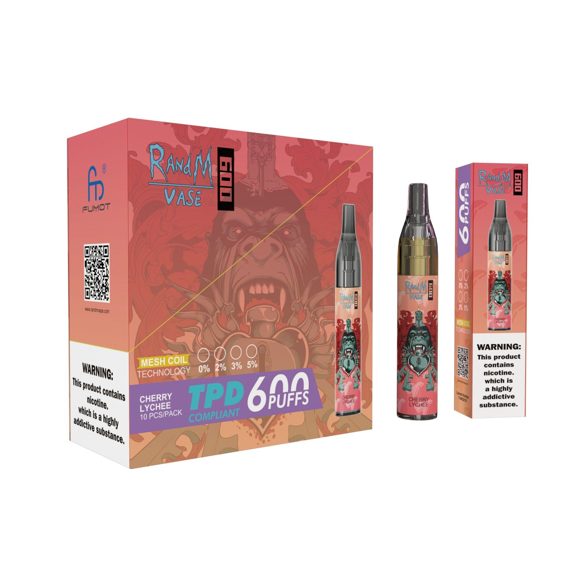Randm Vase 600 Disposable Vape - 2ml, 600mAh, Mesh Coil, Fruchtaromen, FDA zertifiziert – Bild 2