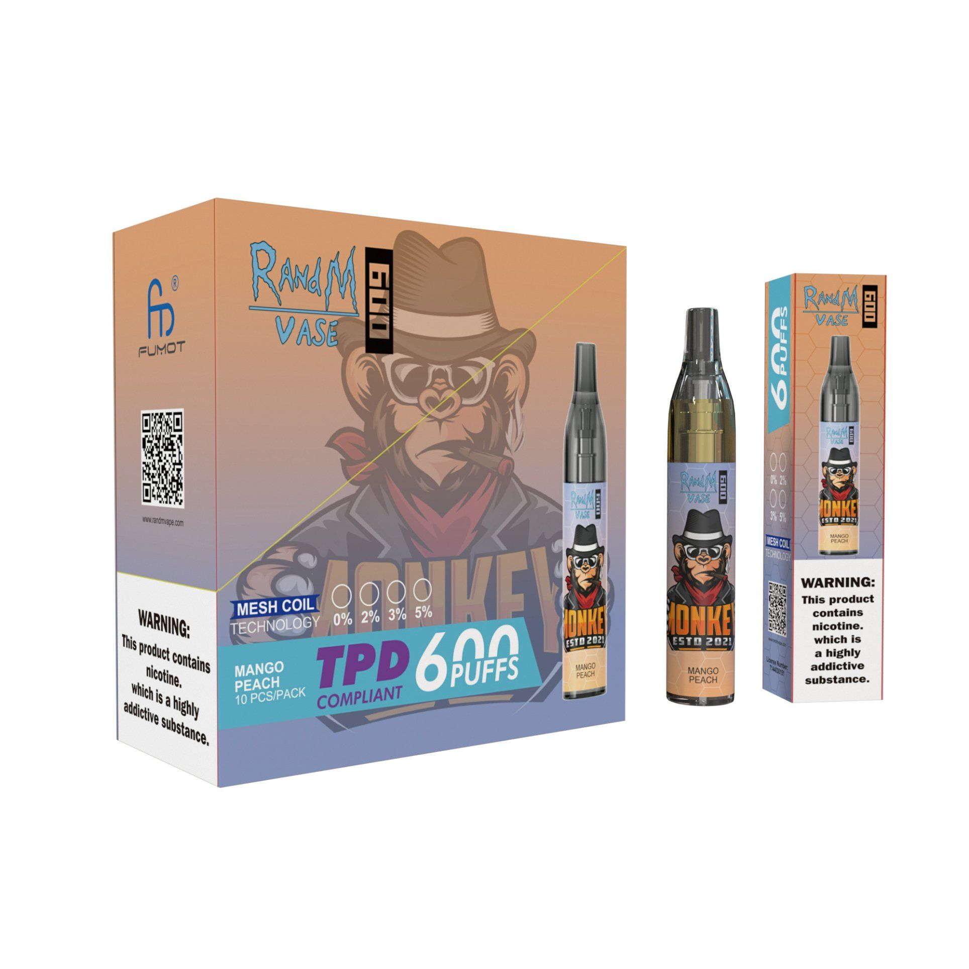 Randm Vase 600 Disposable Vape - 2ml, 600mAh, Mesh Coil, Fruchtaromen, FDA zertifiziert – Bild 6