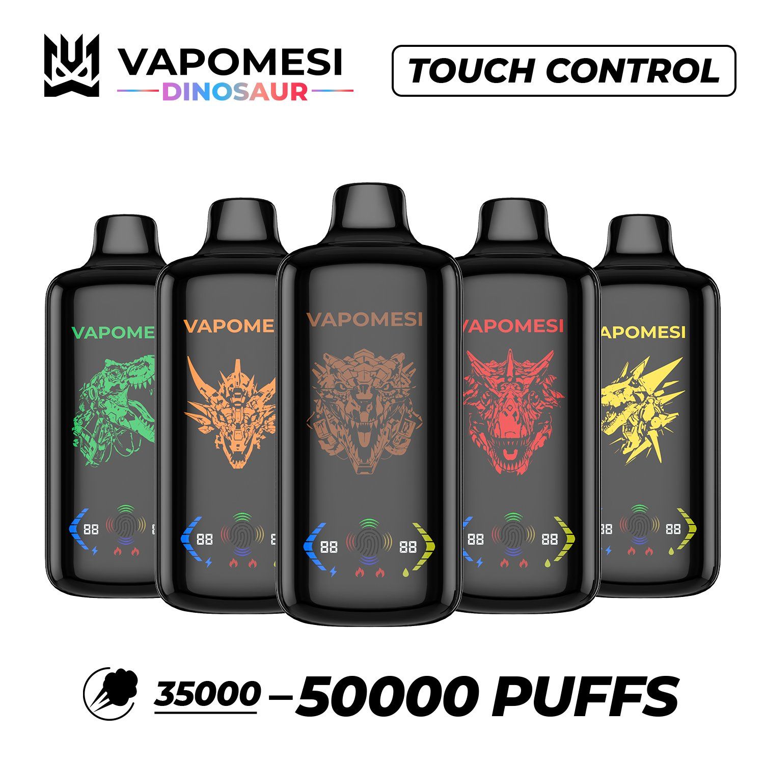 Vapomesi Dinosaur Disposable Vape 10000-30000 Puffs EU Warehouse Wholesale with LED Screen & Custom Logo