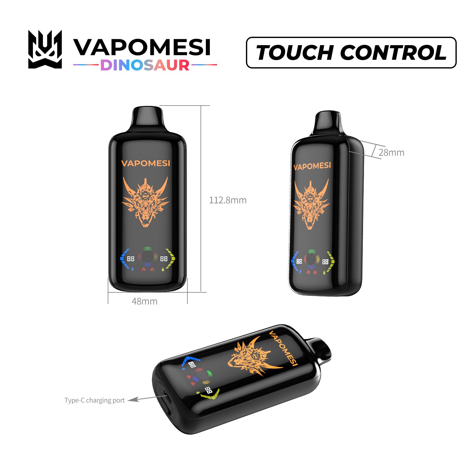 Vapomesi Dinosaur Disposable Vape 10000-30000 Puffs EU Warehouse Wholesale with LED Screen & Custom Logo - Image 6