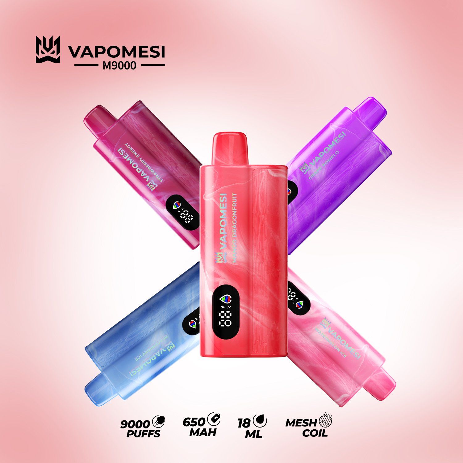 Vapomesi M9000 Disposable Vape 9000-12000 Puffs, Rechargeable, Mesh Coil, EU Warehouse, Fruit Flavors - Image 5